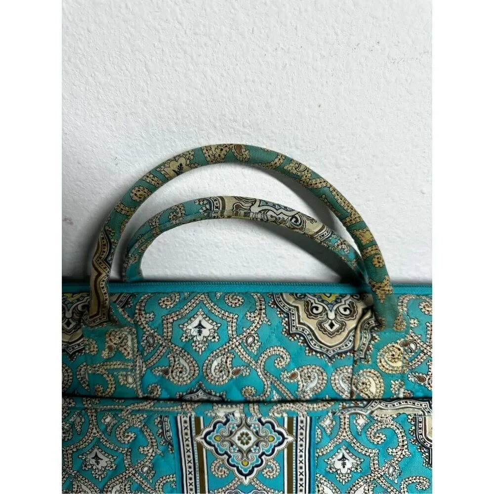 Rare Vera Bradley Laptop Portfolio Turquoise Brown Bag 17